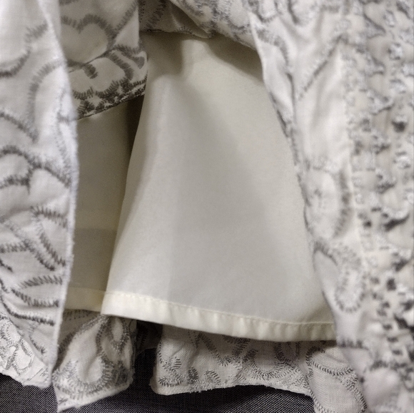 Peter Nygard Linen Blend Embroidered Floral Pleated Skirt Women's 8 Cream Retro - Picture 7 of 9